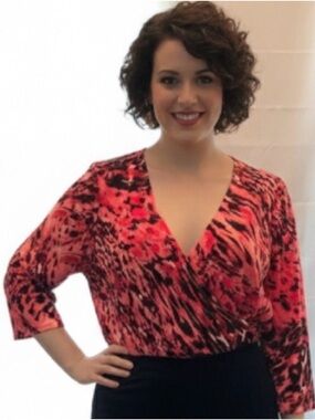 Jennifer Lopez pinkish/red low neck line Blouse size OX